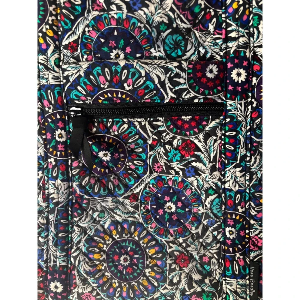 Vera Bradley Stained glass medallion Cotton Tote Bag Navy Floral Shoulder Bag